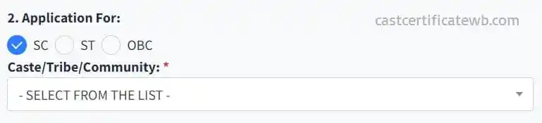 Apply Caste Certificate WB Online 2025