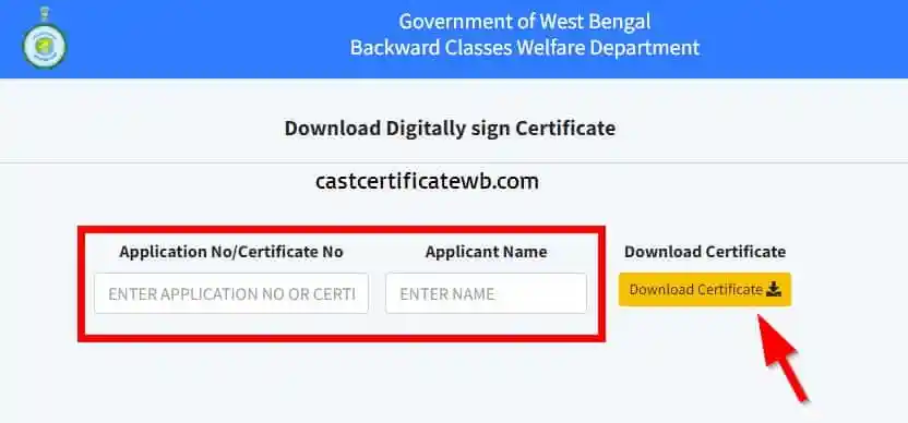 West Bengal ST/SC/OBC Caste Certificate Download PDF